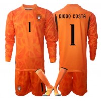 Stroje piłkarskie Portugalia Diogo Costa #1 Bramkarskie Koszulka Wyjazdowej dla dzieci MŚ 2026 Długi Rękaw (+ szorty)